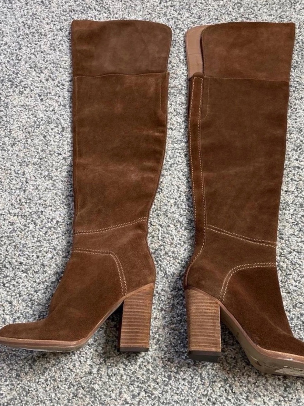 Dolce Vita Chestnut Suede Over-the-Knee Block Heel Boots